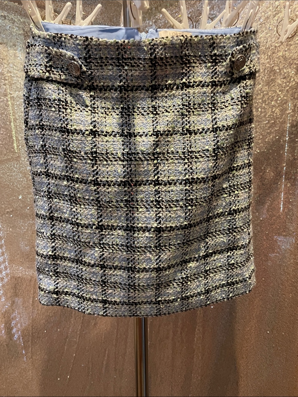 LOFT Black, Gray and Cream Tweed Mini Skirt